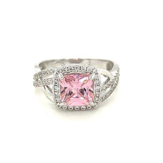 BMR84096PK - 公主方形切割編織戒指 - 訂婚戒指