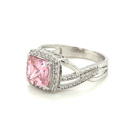 BMR84096PK - 公主方形切割編織戒指 - 訂婚戒指