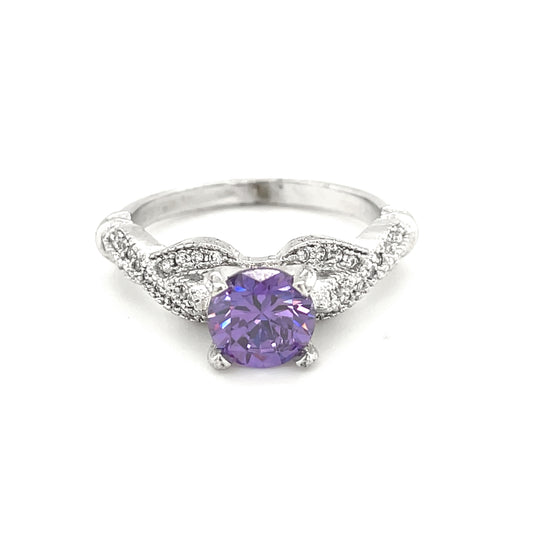 BMR84258PR - 圓形切割光環花朵 - 訂婚戒指