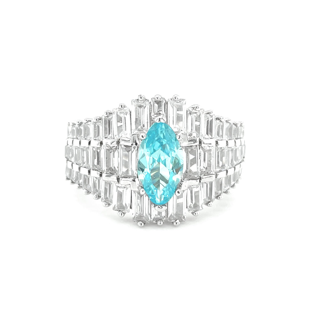 SMR88184 - Versailles Court - Mermaid Aquamarine Series S925 - Silver Ring