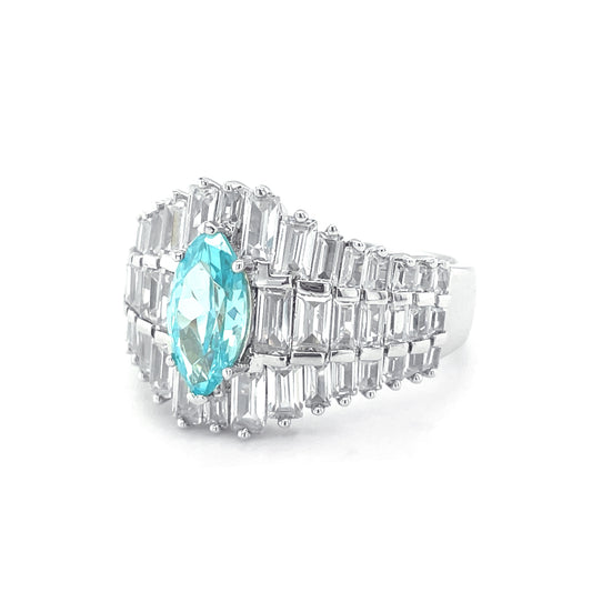 BMR88184 - 凡爾賽宮-人魚海藍寶石系列S925-銀戒指