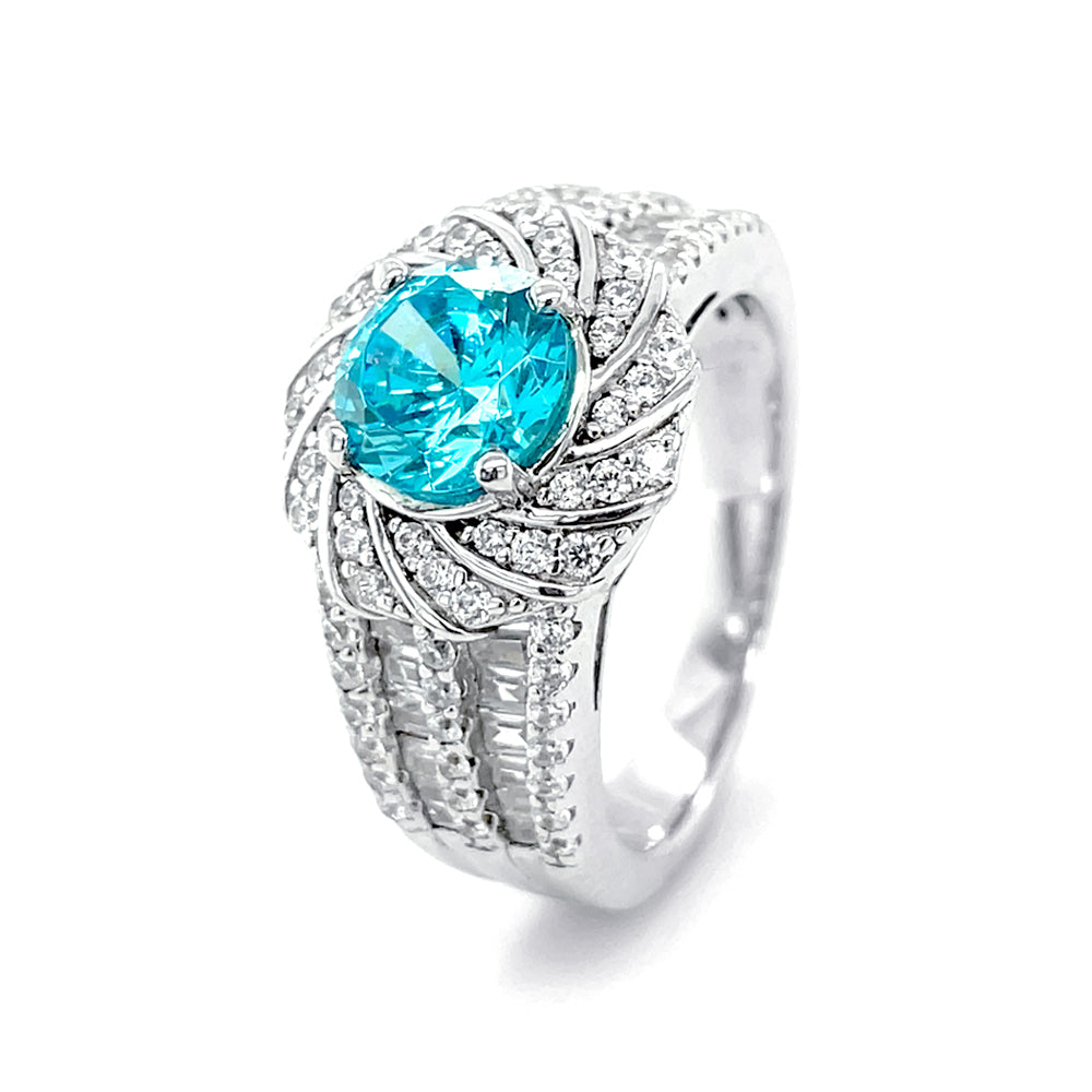 SMR88215 - Versailles Collection-Mermaid Aquamarine Series S925- Silver Ring