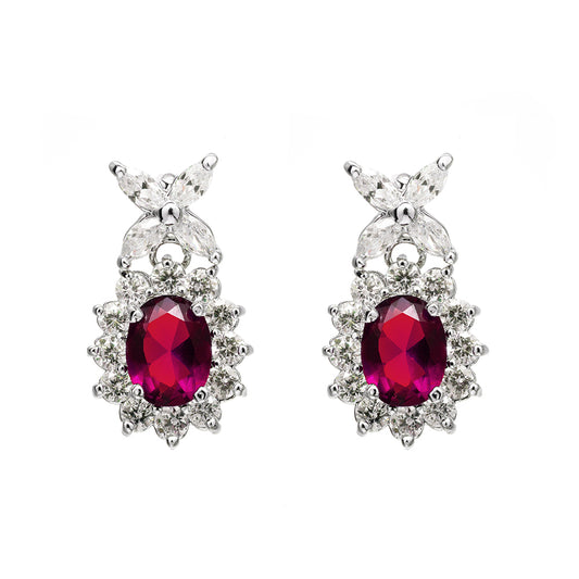 BME95007 - Fancy Oval Cut CZ Earrings - Stud Earrings