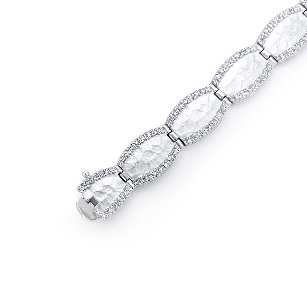 BMB10276 - Silver Slice With Paved Wh - Bracelet