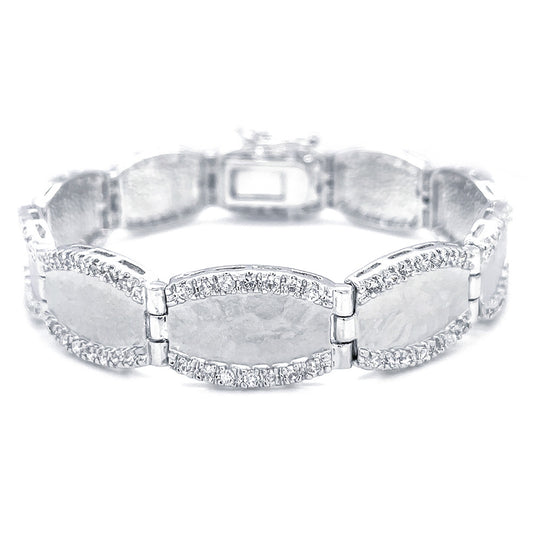 BMB10276 - Silver Slice With Paved Wh - Bracelet