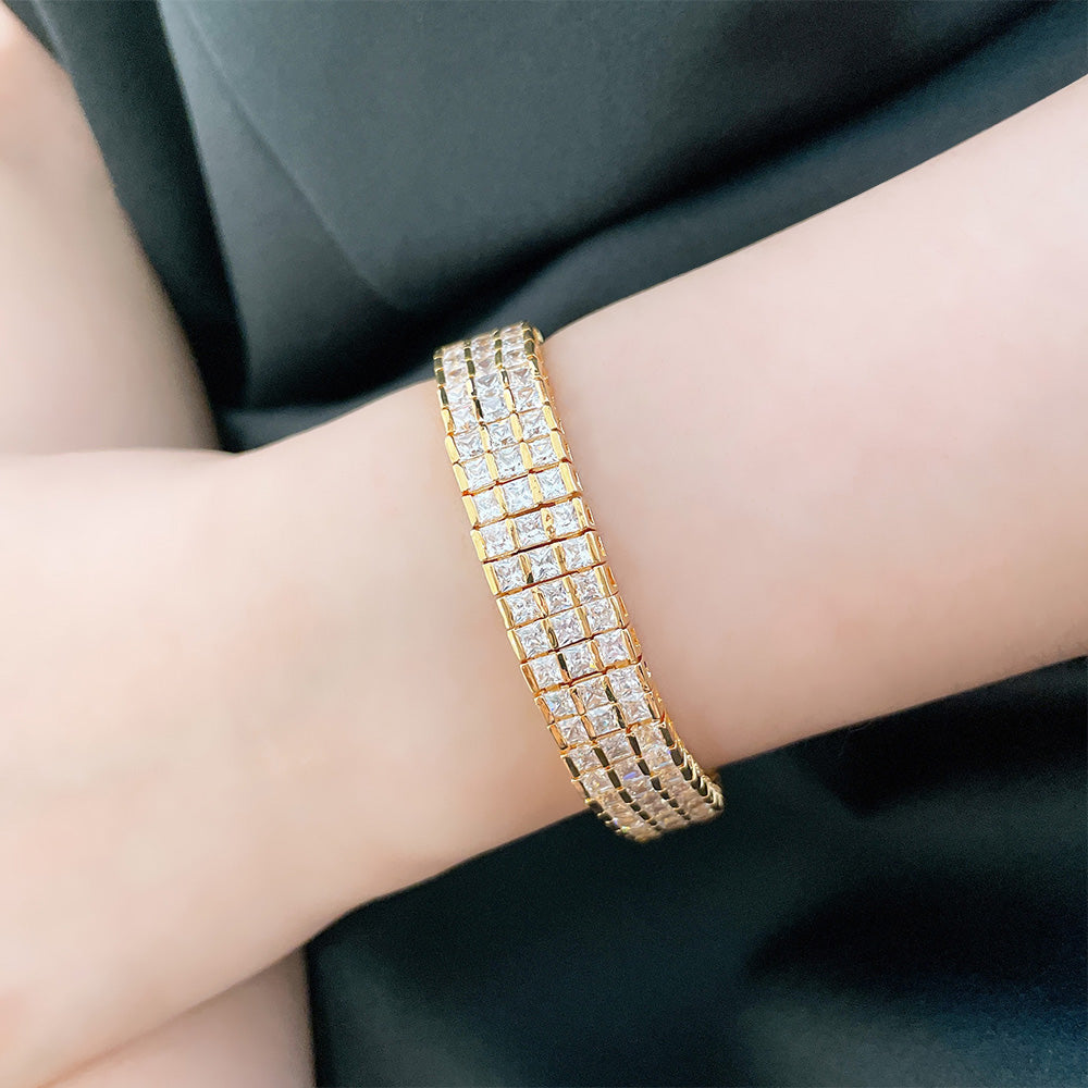 BMB60054 - Three Rows Of Clear Cz Bracelet - Bracelet