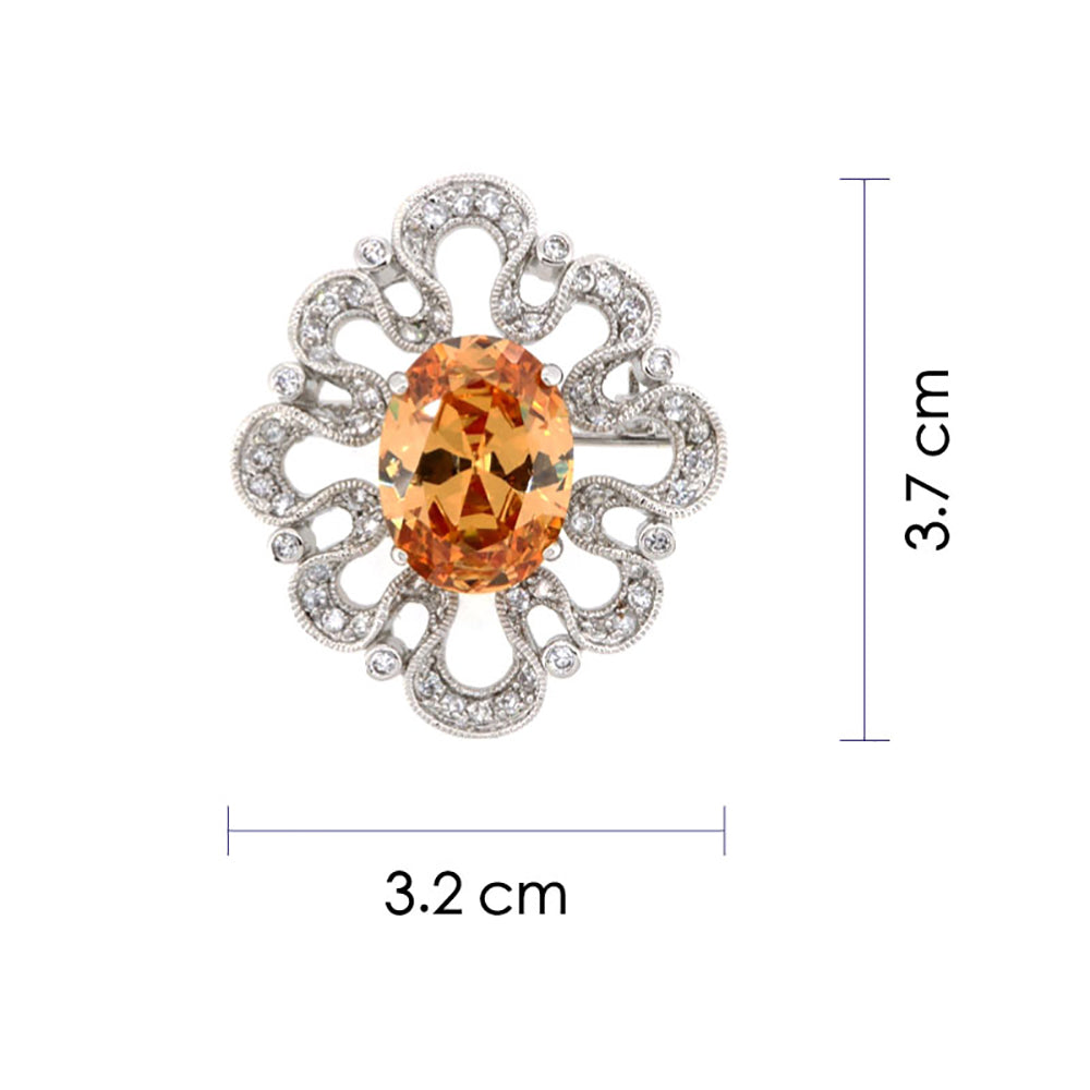 BMC10265 - Flower Yellow Gem - Brooch