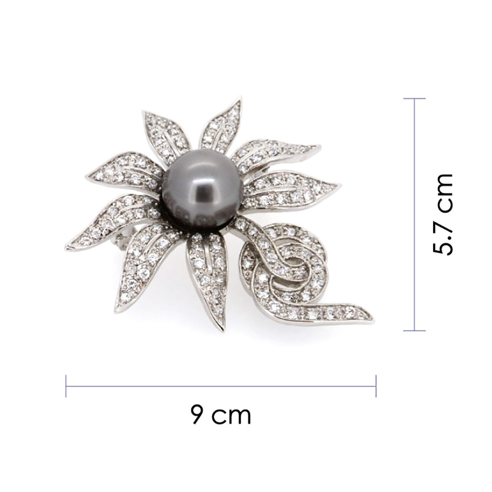 BMC60240 - Flower Of Pearl Heart - Brooch