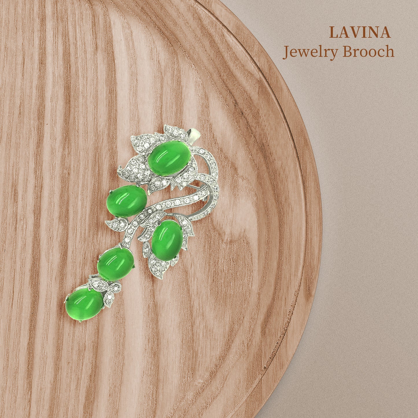 BMC80031 - Cabochon Jade Brooch - 2-in-1 Pendant Necklace Brooch