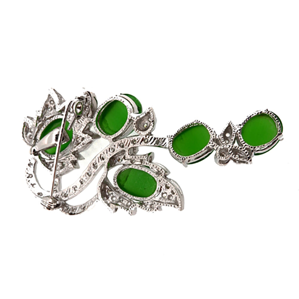 BMC80031 - Cabochon Jade Brooch - 2-in-1 Pendant Necklace Brooch