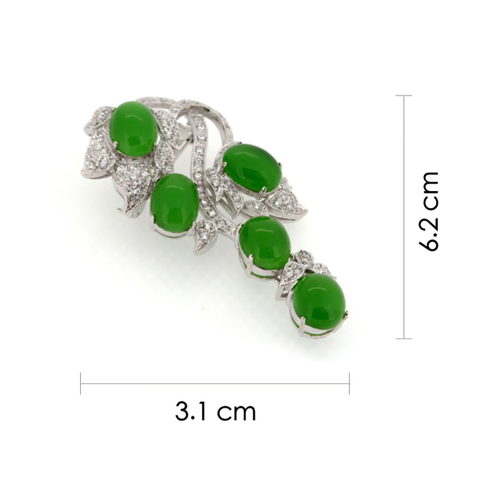 BMC80031 - Cabochon Jade Brooch - 2-in-1 Pendant Necklace Brooch