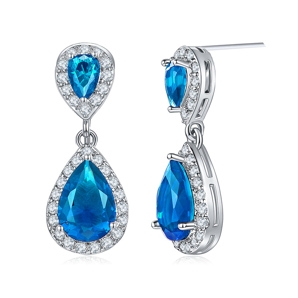 BME200904 - Fancy Teardrop CZ Dangle Earring - Pendant Earrings