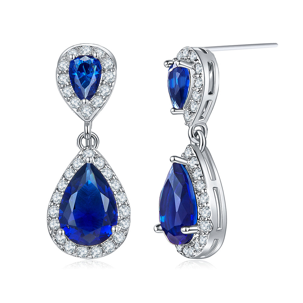 BME200904 - Fancy Teardrop CZ Dangle Earring - Pendant Earrings