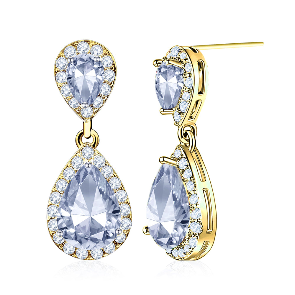 BME200904 - Fancy Teardrop CZ Dangle Earring - Pendant Earrings