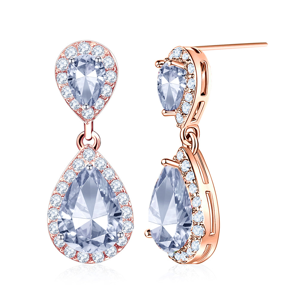 BME200904 - Fancy Teardrop CZ Dangle Earring - Pendant Earrings