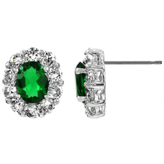 BME5940 - 皇家奢華橢圓形 CZ 13.8X11.8Mm 耳釘 - 耳釘