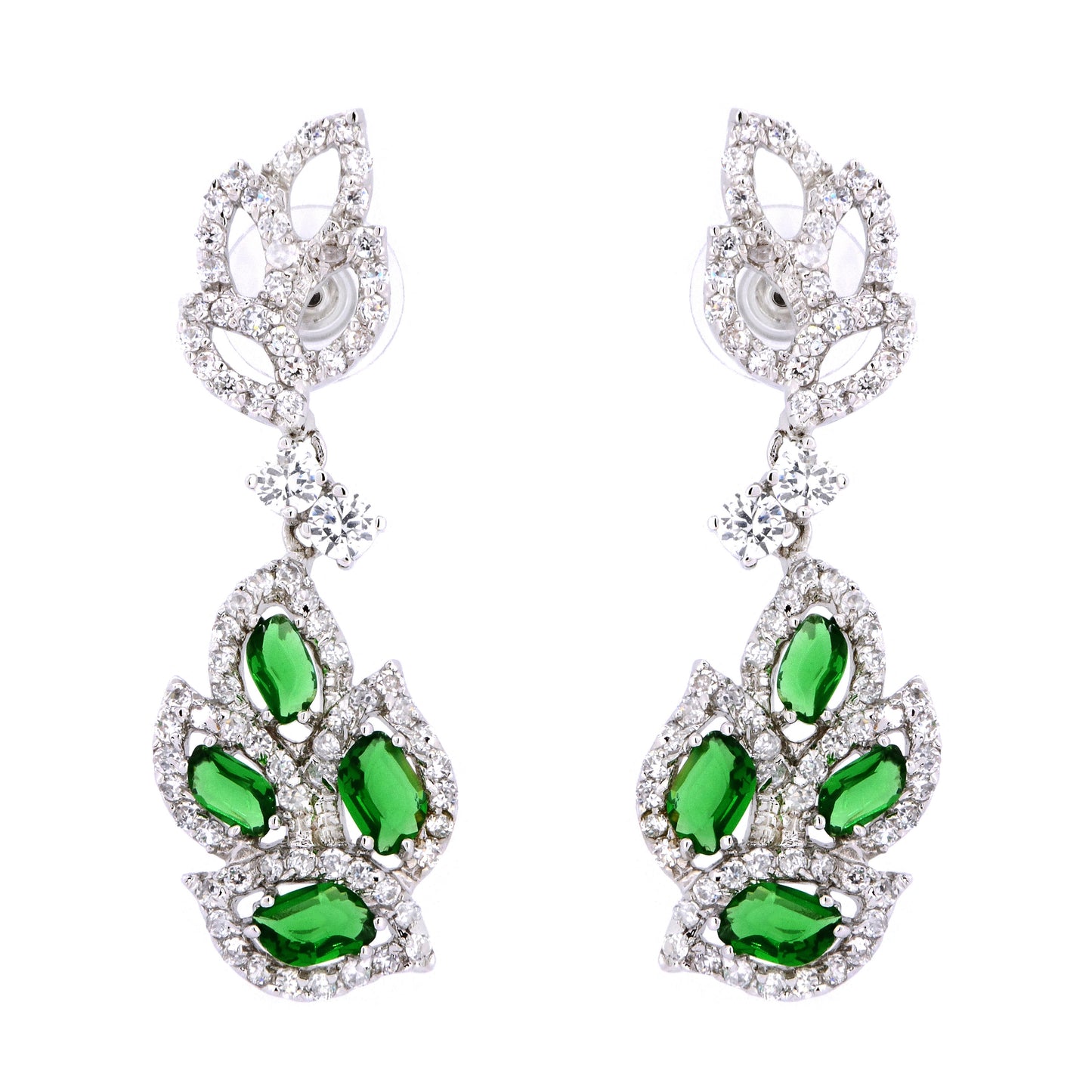 BME80838 - Simulated CZ Leaf Earrings - Dangle Earrings