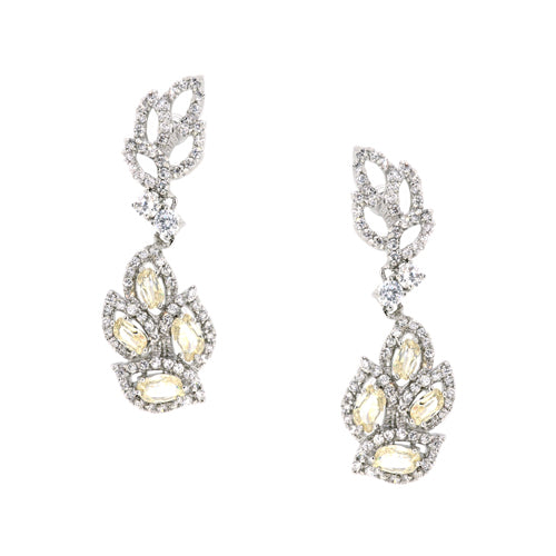 BME80838 - Simulated CZ Leaf Earrings - Dangle Earrings