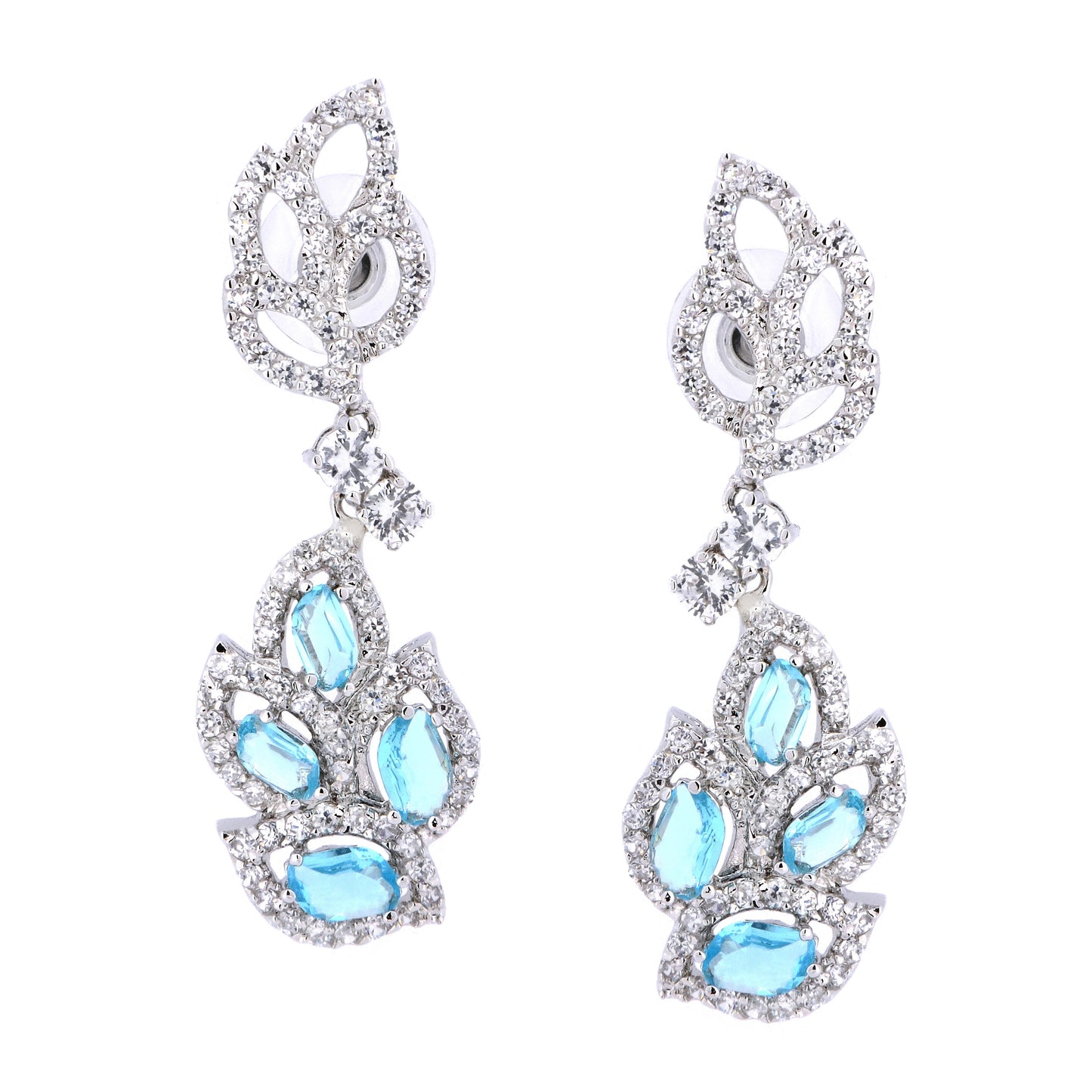 BME80838 - Simulated CZ Leaf Earrings - Dangle Earrings