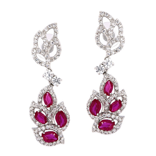 BME80838 - Simulated CZ Leaf Earrings - Dangle Earrings