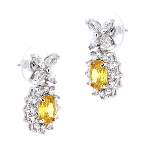 BME95007 - Fancy Oval Cut CZ Earrings - Stud Earrings
