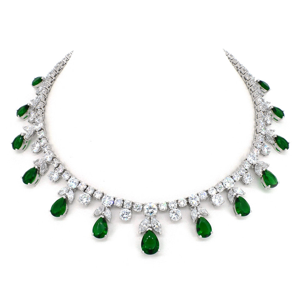 BMN5214 - Fancy Pear Drop CZ Necklace - Statement Necklace