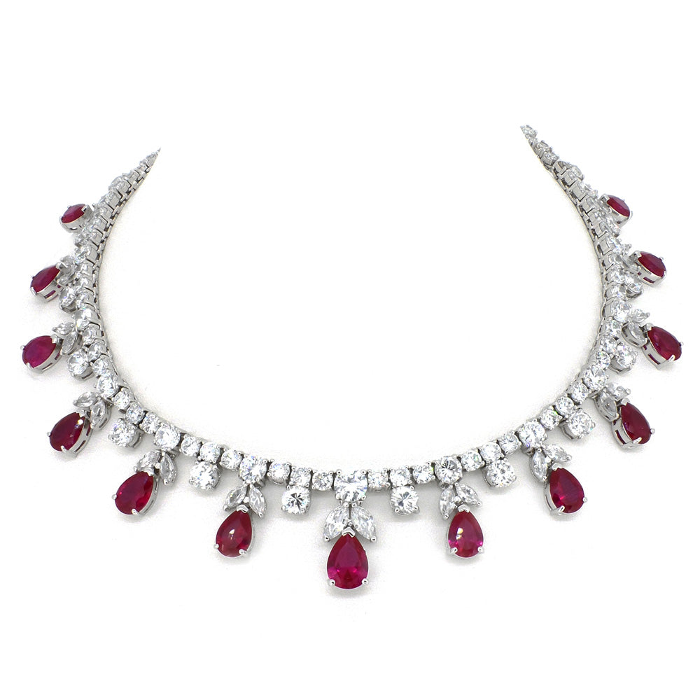 BMN5214 - Fancy Pear Drop CZ Necklace - Statement Necklace