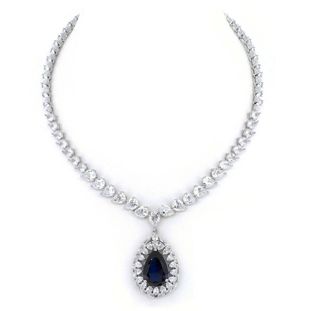 BMN60028 - Pear Cut Teardrop Statement Simulated Gemstones - Statement Necklace