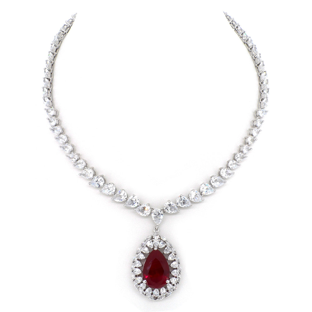 BMN60028 - Pear Cut Teardrop Statement Simulated Gemstones - Statement Necklace