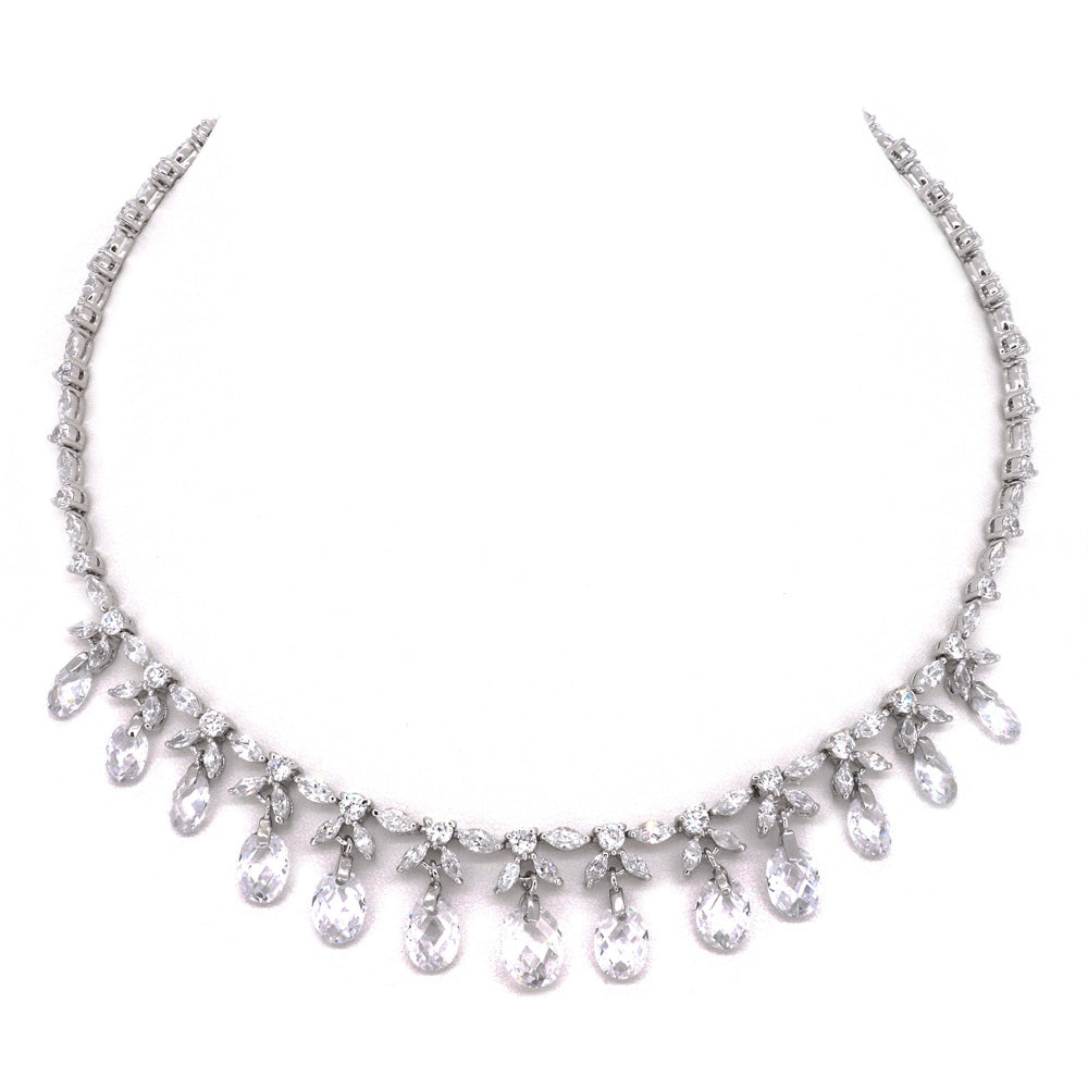 BMN80050 - Elegant Simulated White CZ Gemstones Shell Pearl Necklace - Statement Necklace