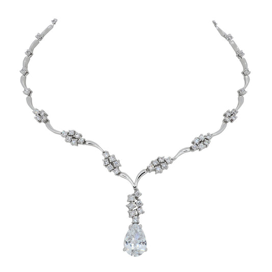 BMN90029 - Pear Cut CZ Wedding Bridal Jewelry - Statement Necklace