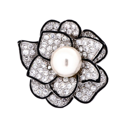 BMC82276 - パール エナメル カメリア ステートメント ブローチ - ブローチ