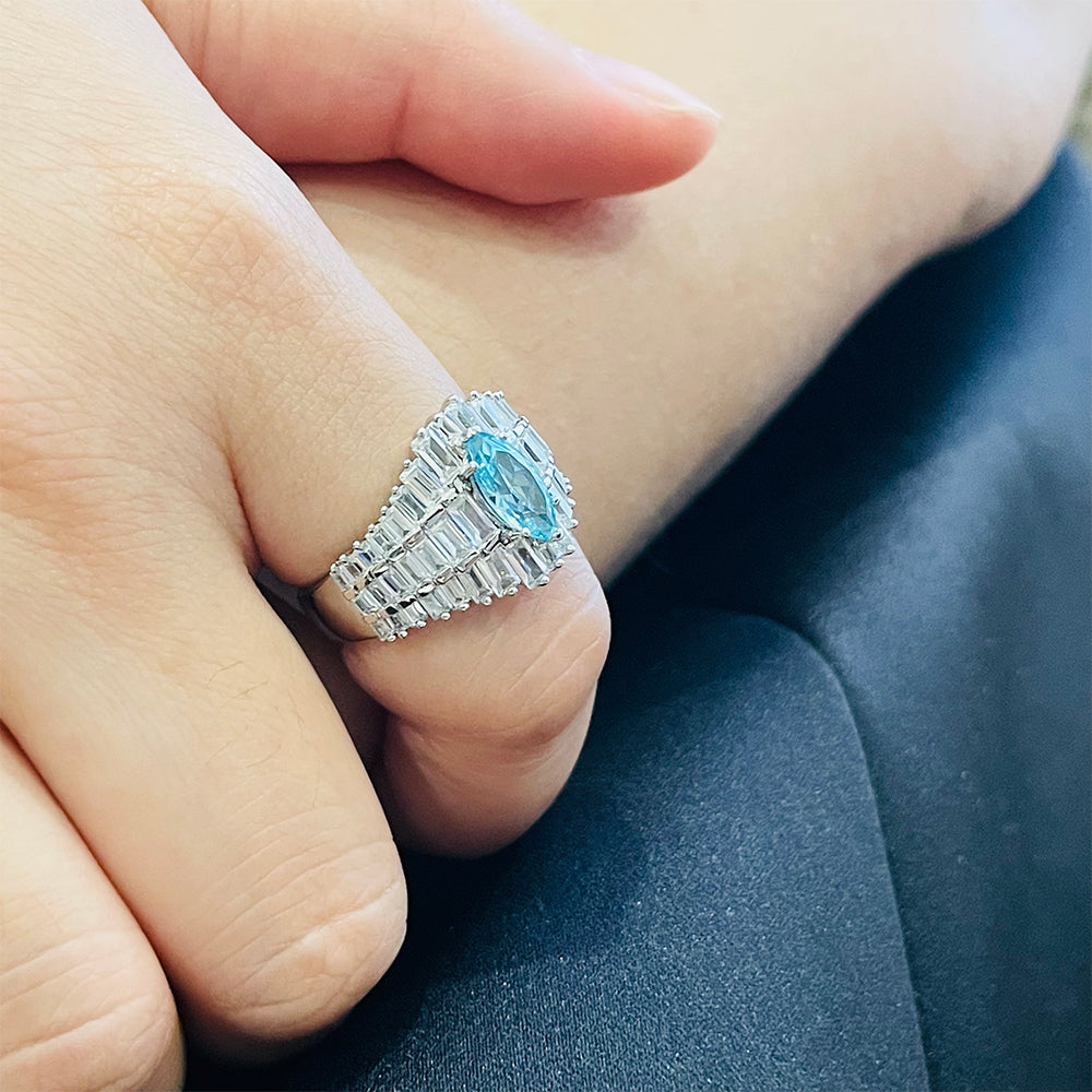 SMR88184 - Versailles Court - Mermaid Aquamarine Series S925 - Silver Ring