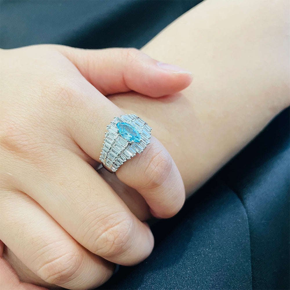 SMR88184 - Versailles Court - Mermaid Aquamarine Series S925 - Silver Ring