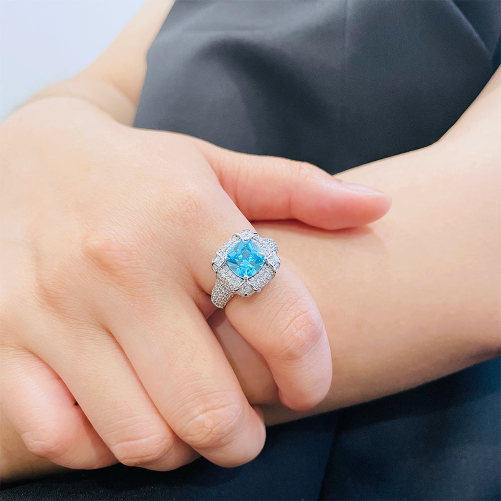SMR88186 - Versailles Court - Mermaid Aquamarine Series S925 - Silver Ring