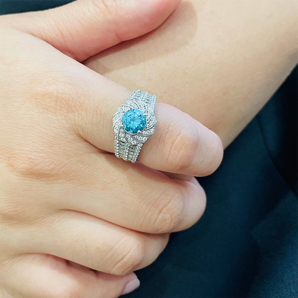 SMR88215 - Versailles Collection-Mermaid Aquamarine Series S925- Silver Ring