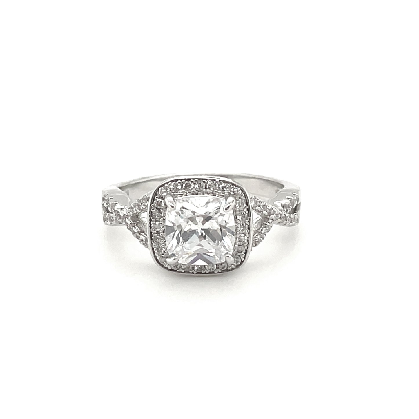 BMRJR4291WH - Cushion Cut Woven Band - Engagemet Ring