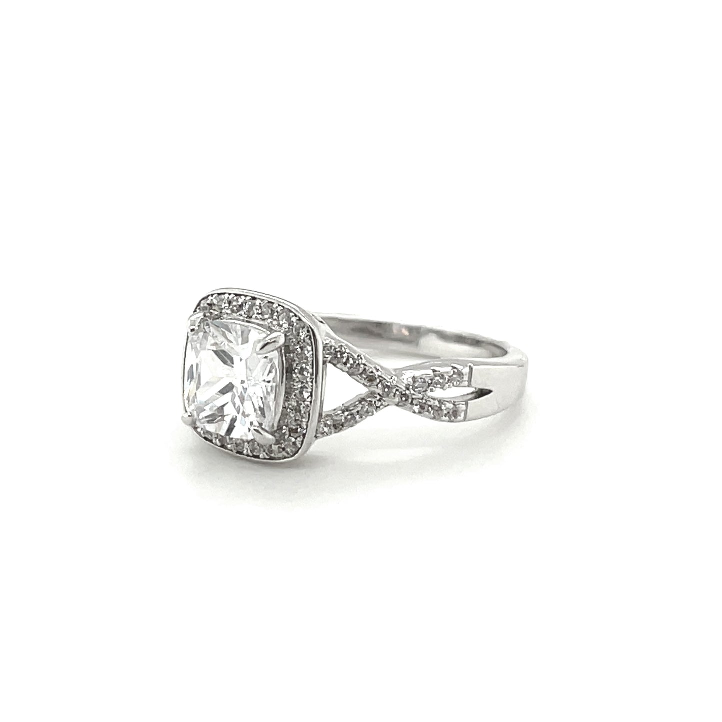 BMRJR4291WH - Cushion Cut Woven Band - Engagemet Ring