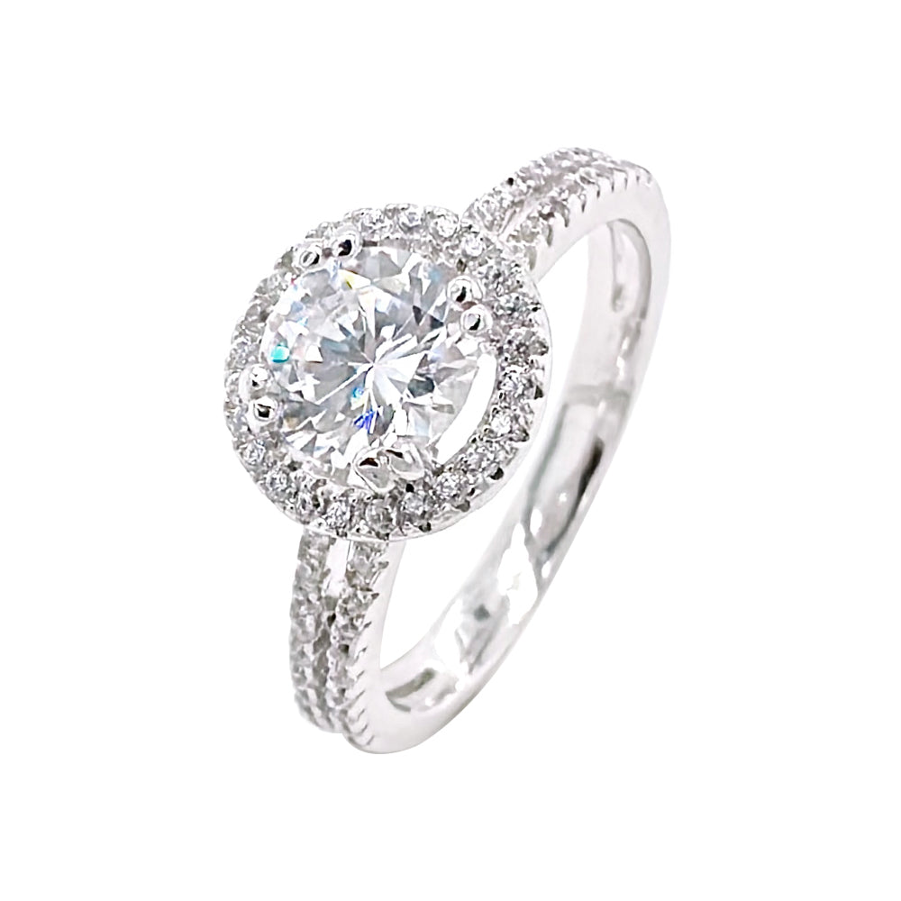 BMR53037WH - Round Cut Halo - Engagemet Ring