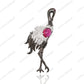 SC28161RC-Premium  5A CZ 925 Sterling Silver Japanese Crane  Brooch  Cubic Zirconia Jewelry For Wedding and Party  Event , Animal  Jewelry  for Women and Men