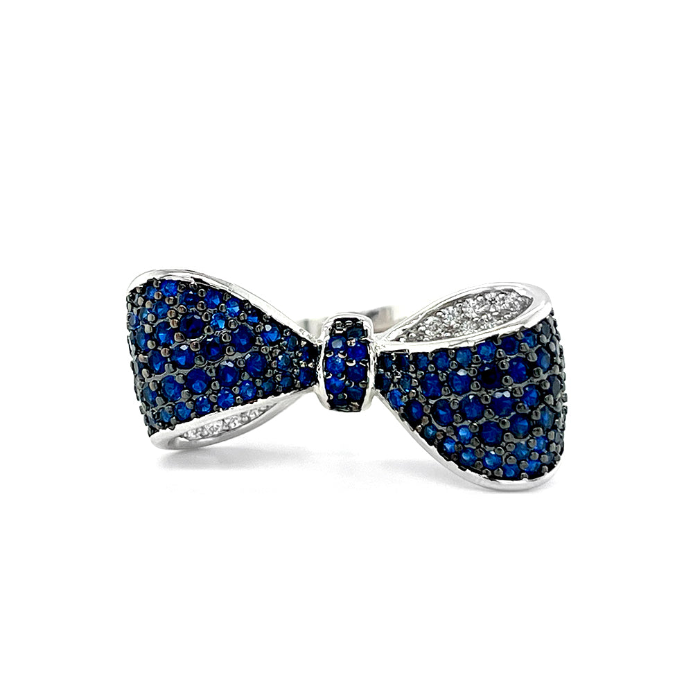 BMR225364 - Pave CZ Statement Ribbon Bow Ring - Cocktail Ring