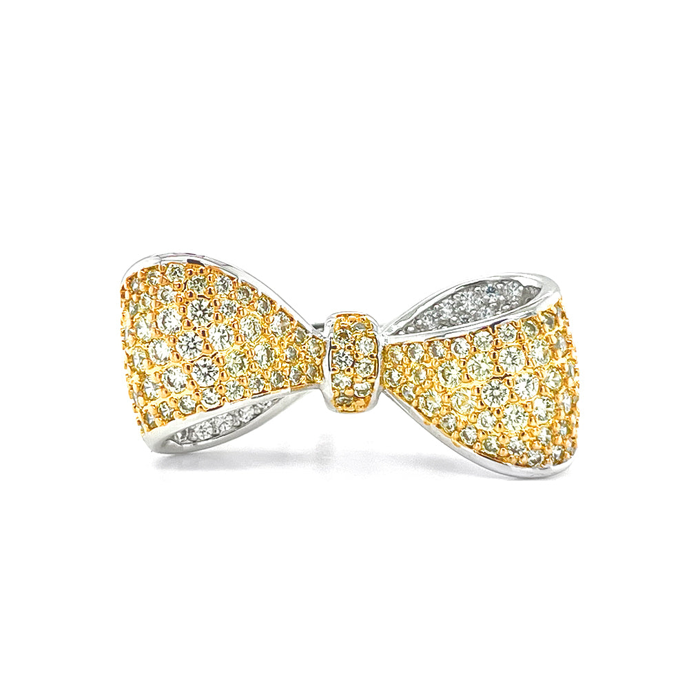 BMR225364 - Pave CZ Statement Ribbon Bow Ring - Cocktail Ring