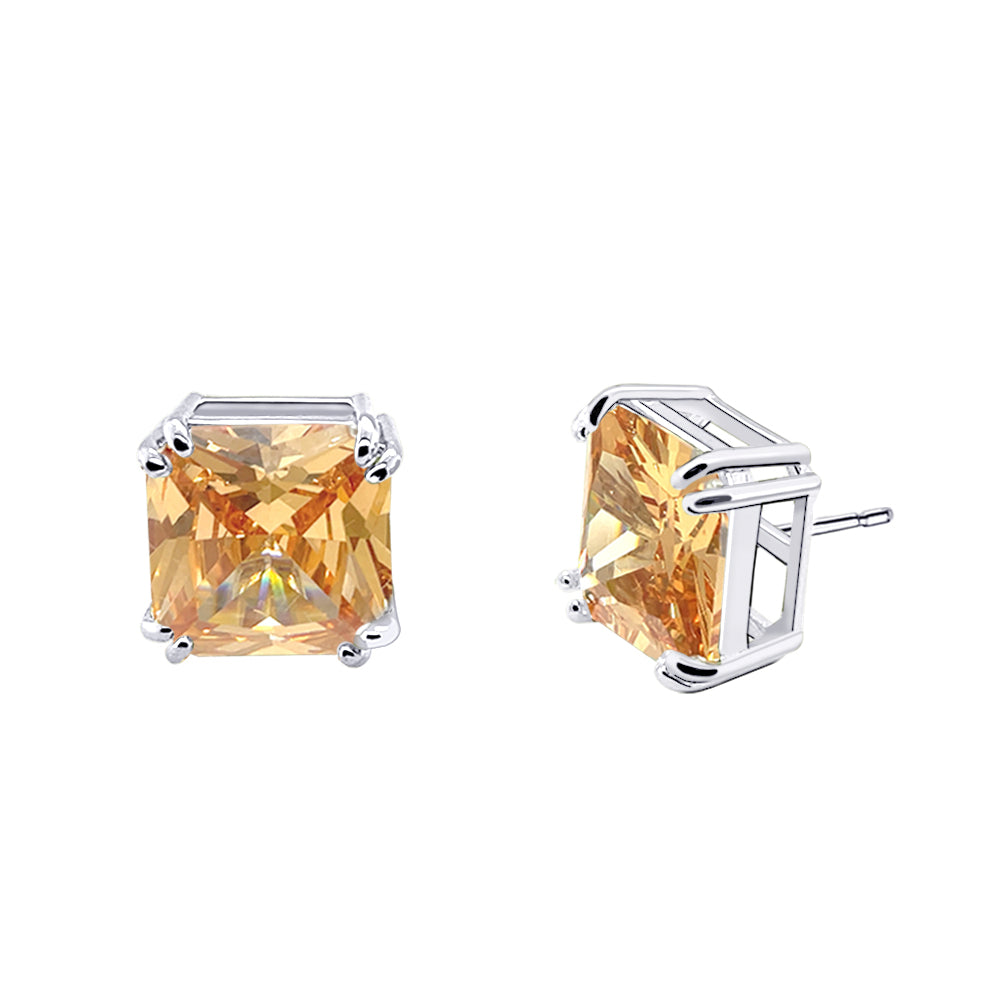 BME221935 -  Funky Cubic Zirconia Stud Solitaire Earrings (Square Fancy Cut) - Stud Earrings