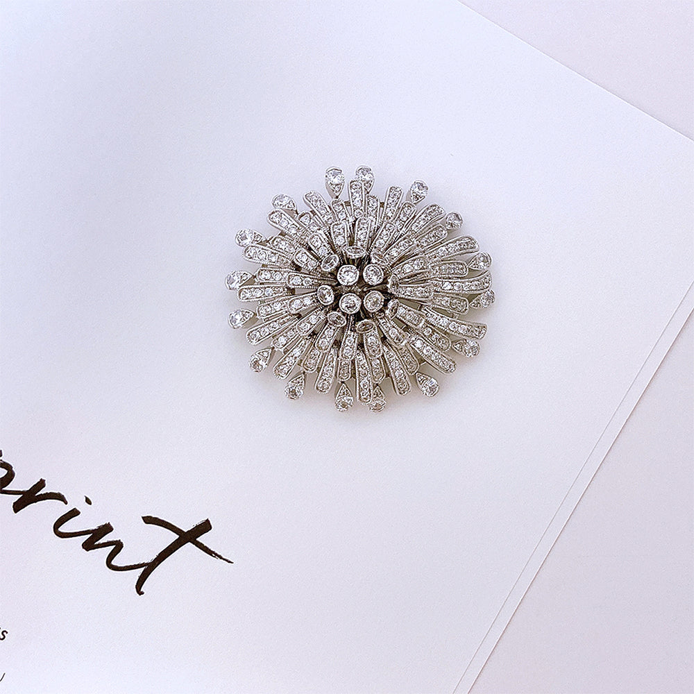 BMC37002 - Fancy Floral Pave CZ - Brooch