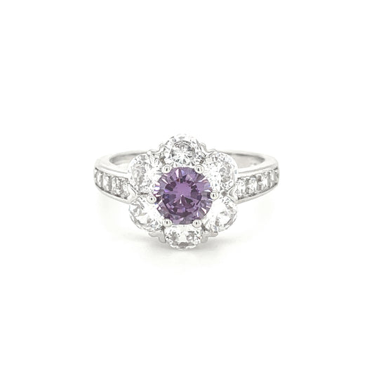 BMR37877PR - Round Cut Halo Flower  - Engagemet Ring