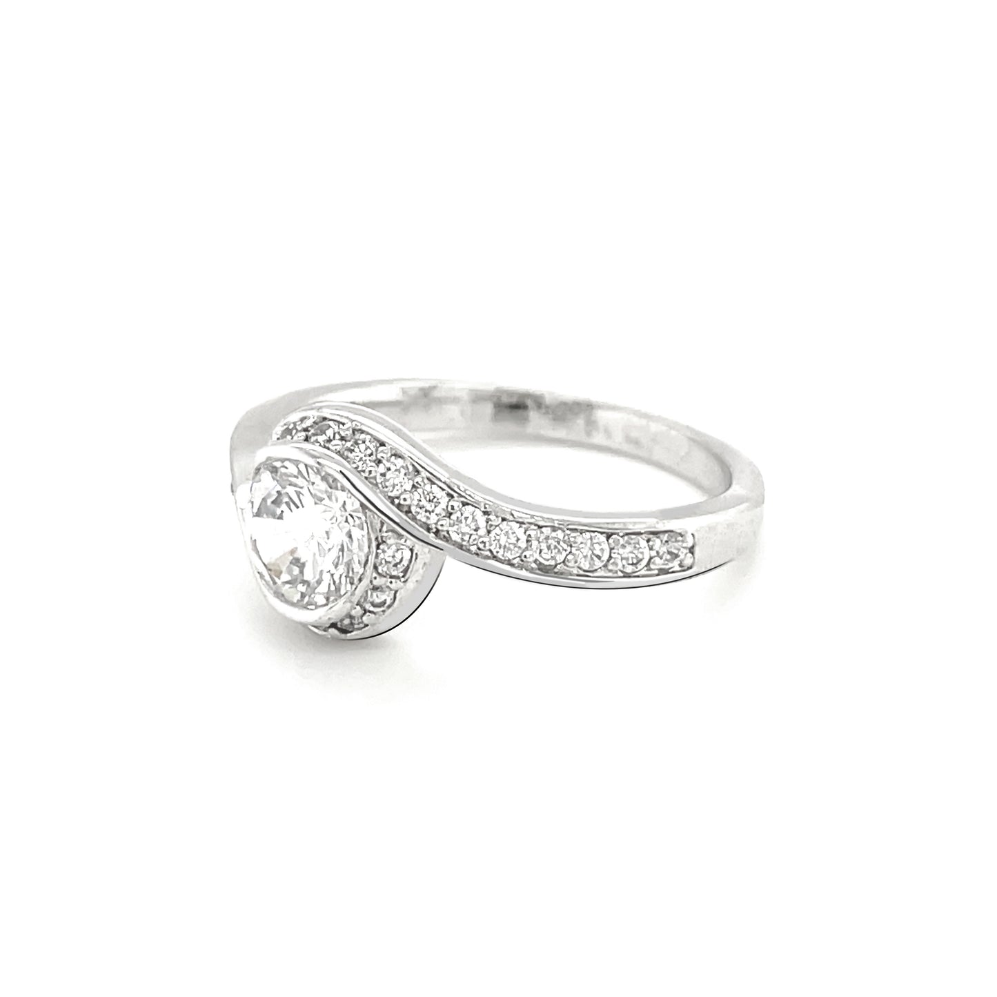 BMR38025WH - Round Cut Swirl Halo - Engagemet Ring