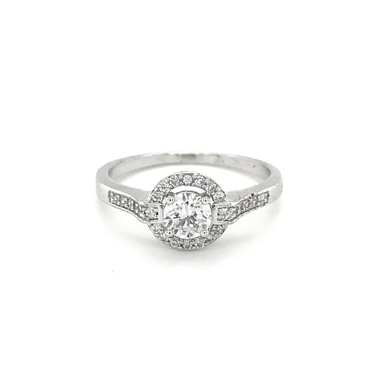 BMR40012WH - Round Cut Halo - Engagemet Ring