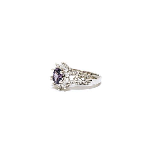 BMR40189PR - Oval Cut Halo Flower  - Engagemet Ring