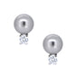 BME5170 -  Classic Over Round Cut Stud Earrings  - Gray Pearl - Stud Earrings