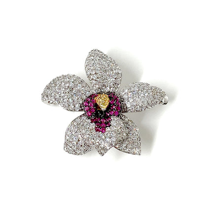 BMC80125 -  Mix Color Petal - 2-in-1 Pendant Necklace Brooch